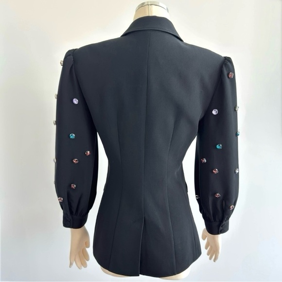 Cinq a Sept Amie Bejeweled 3/4” Puff Sleeve Tailored Fitted Blazer Size 4 NEW - Picture 13 of 15